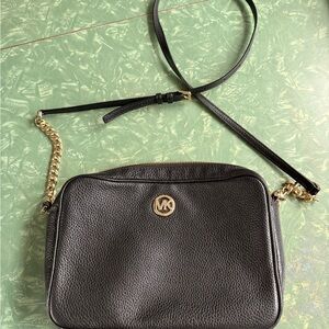 Michael Kors Black Crossbody Bag with Gold Accents